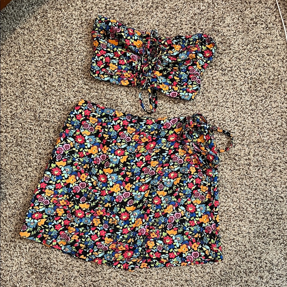 Colorful Floral Skirt Set